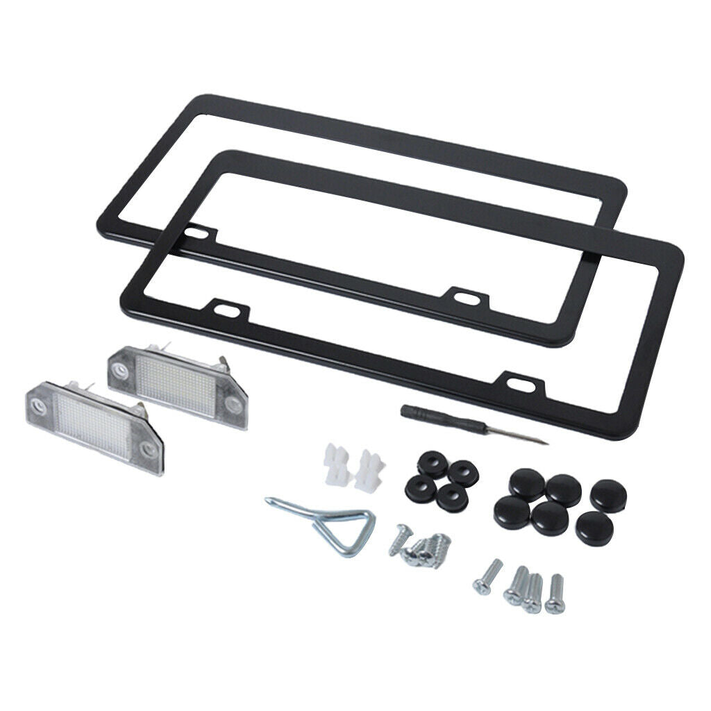 License Plate Lights LED Lamps + License Plate Frame Replacement Set