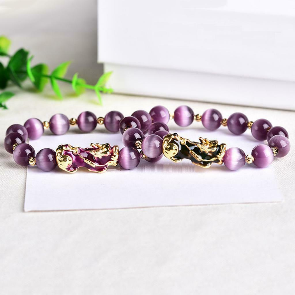 2 x Feng Shui Plated Pi Xiu Bracelets Women Men Elastic Good Luck Wealth