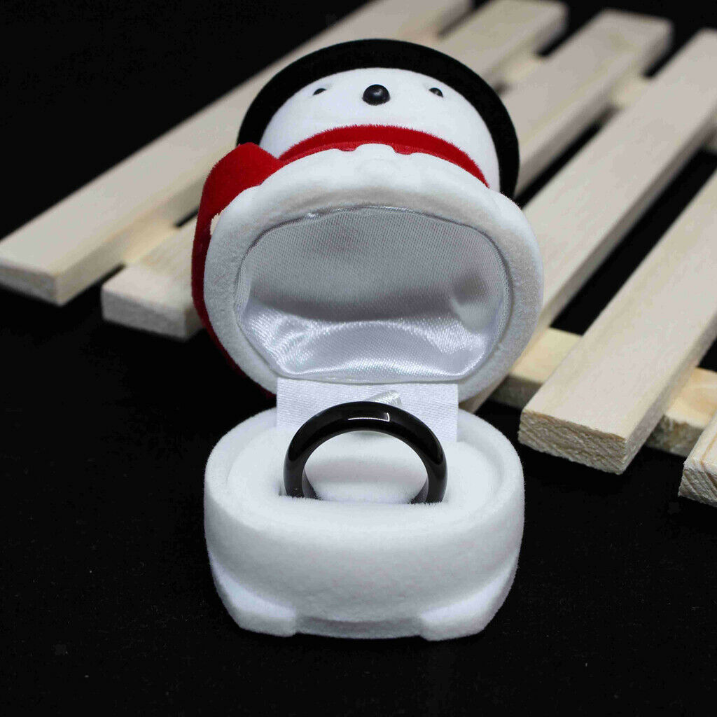 Small Xmas Snowman Santa Ring Earring Display Storage Gift Packing Box Black