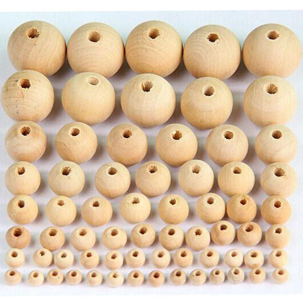 50pcs Large Round Wooden Bead Plain Natural Wood Handmade Crafts Supply 16mm