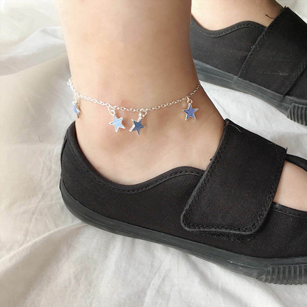 Luminous Glow In The Dark Star Chain Anklet Ankle Bracelet Barefoot Foot Jewelry