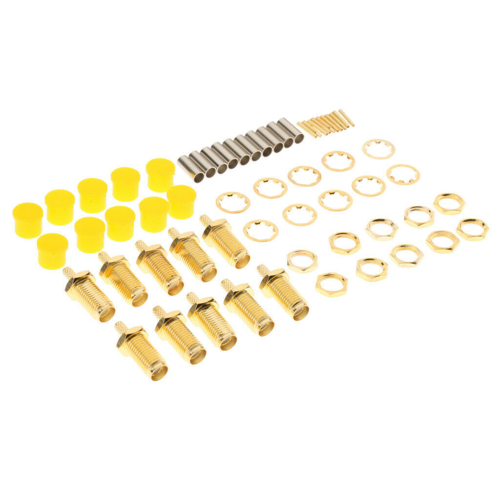 10 Pack SMA Female   Crimp Straight RF Coax Connector for RG316 RG174 LMR100