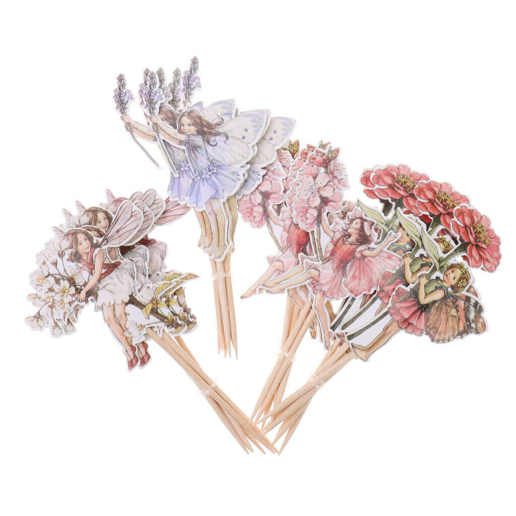 24x Flower Fairy Pixie Cupcake Cake Topper Birthday Baby Shower Party Favor