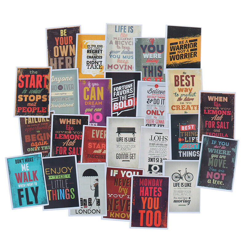 25Pcs Motivational Life Quotes Diary Stickers Skateboard Laptop Luggage Decals