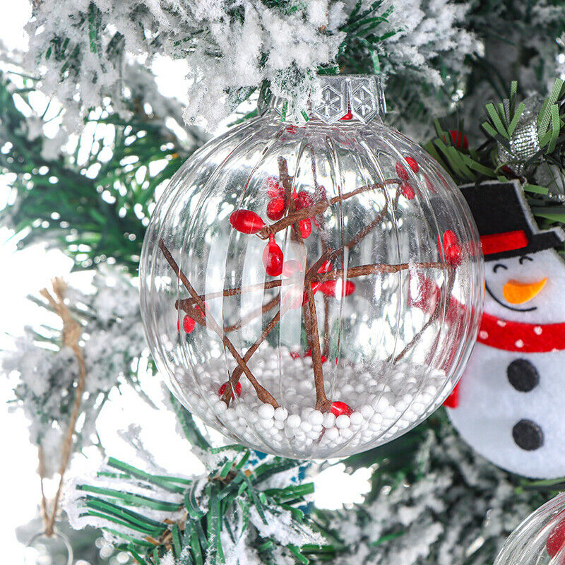 10Pcs Christmas Balls Ornaments 3 inch Clear Christmas Tree Hanging Orname EADF
