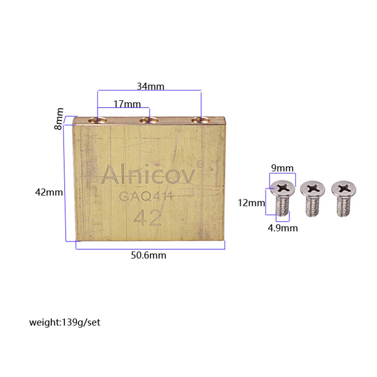 Full Brass Guitar Tremolo Block for Electric Guitar Bass Parts Accessory