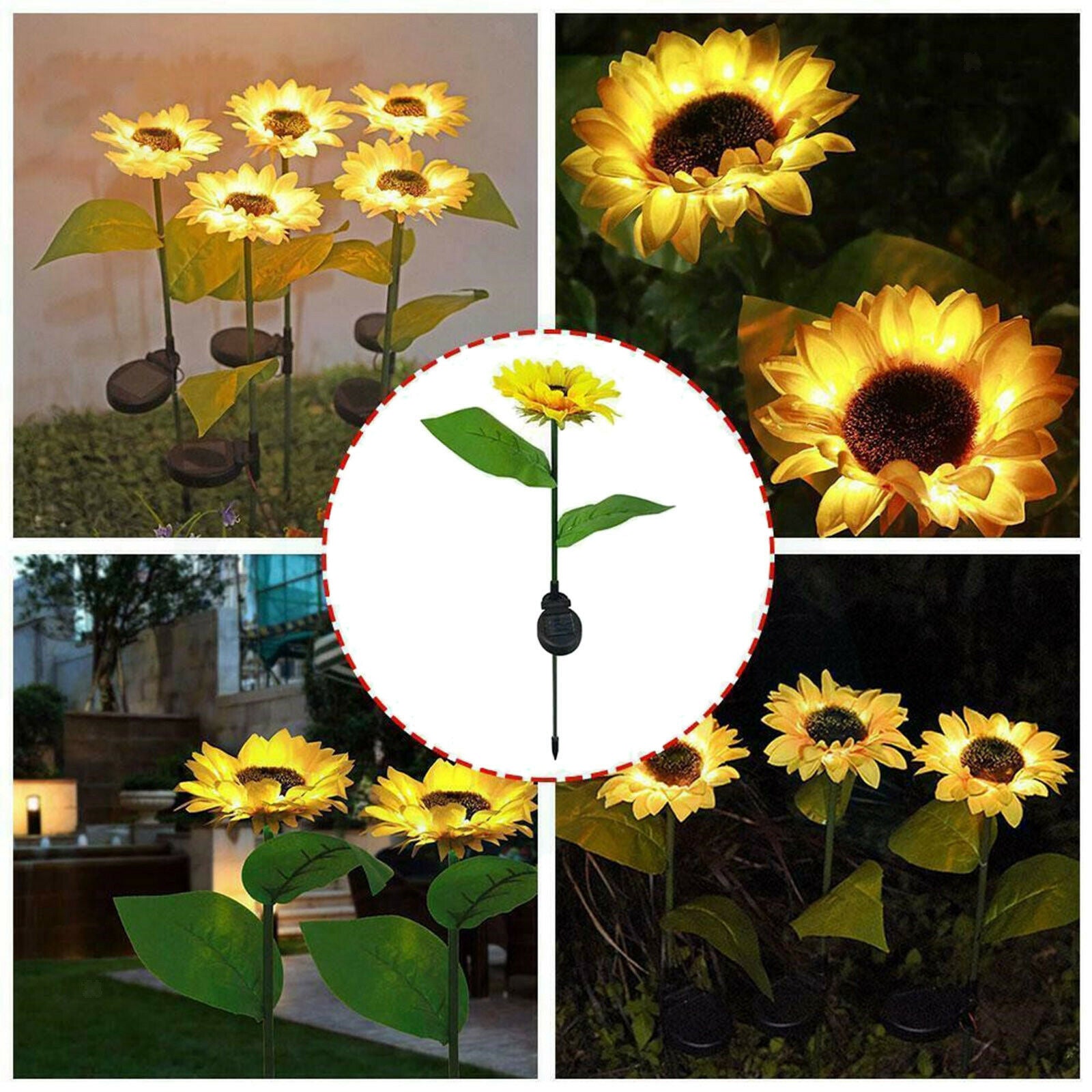 LED Solar Sun Flower Lamps Lawn Light For Patio Outdoors Decor Walkway