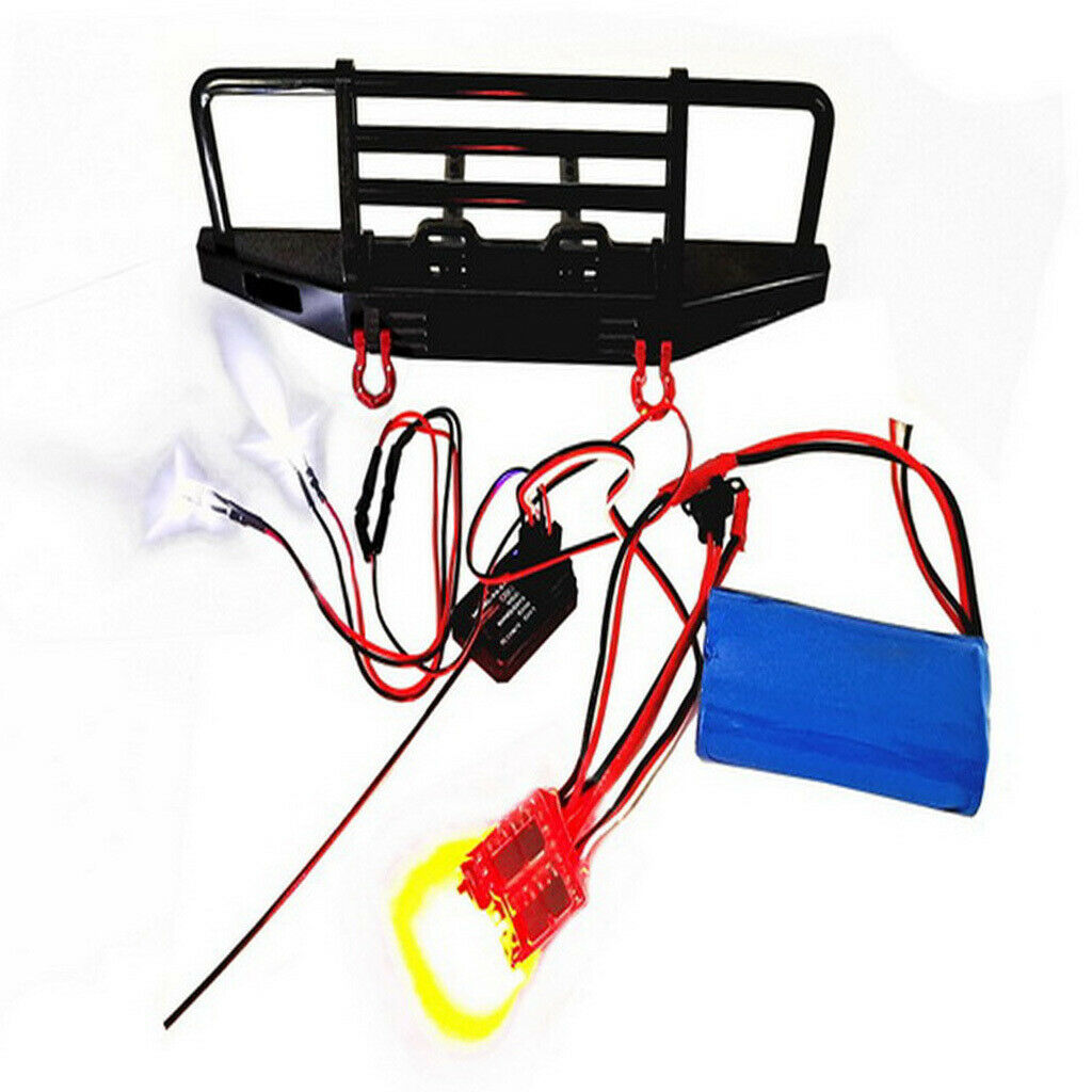 Metal Front Bumper With LED Lights For 1/10 Axial SCX10 TRX4 RC Crawler
