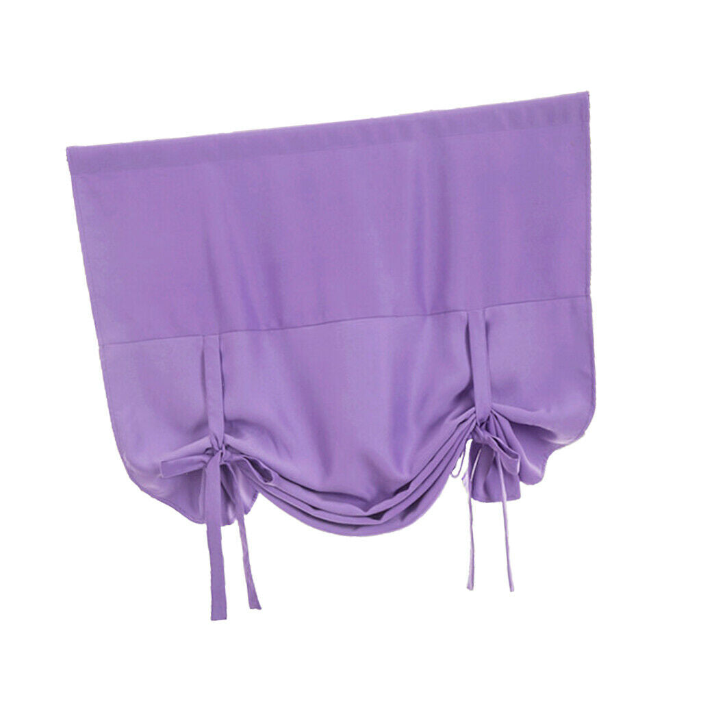 Thermal Insulated Grey Blackout Curtain Tie Up Shade for Small Window Purple