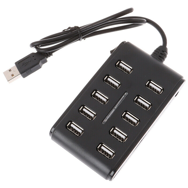 1pc High Speed 480 Mbps USB 2.0 Hub 10 Ports Multi USB Splitter For PC lapto SJ