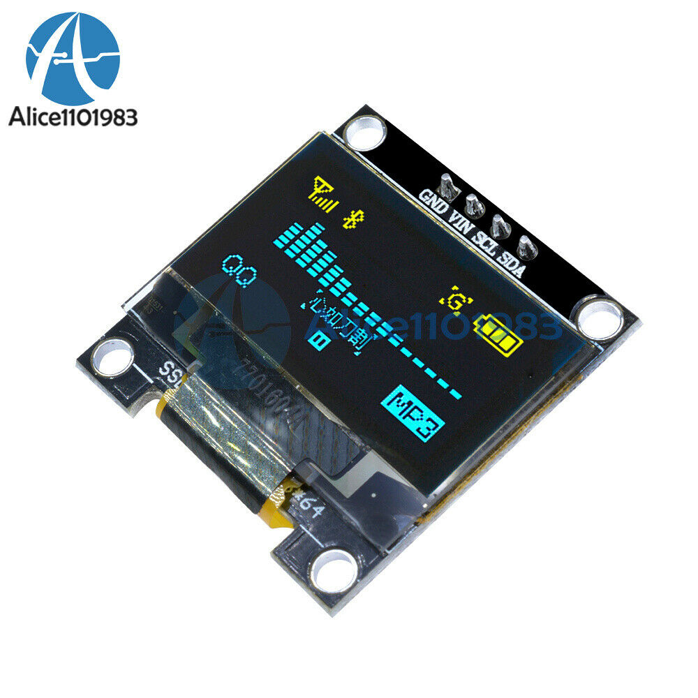 2X 0.96" inch 3-5V I2C IIC 128X64 Yellow Blue OLED LED Display Modul or Arduino