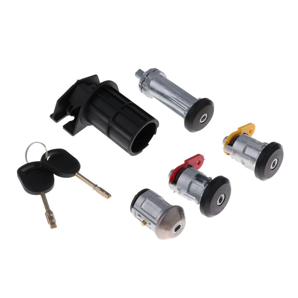 Set of Car Ignition Switch Lock Cylinder + Door Lock for Ford Old Carnival