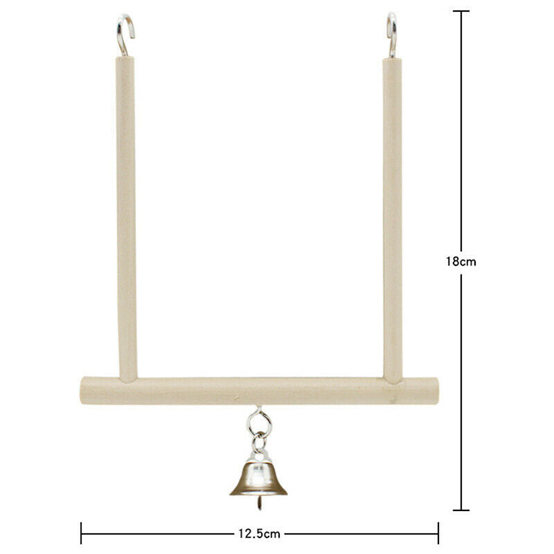 Wooden Birds Cage Perch Parrot Toys Stand Holder Natural Wood Swing Pet S.l8