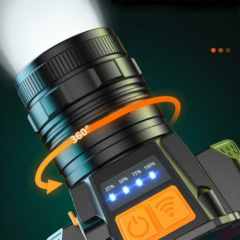 LED Head Torch Headlight Sensor Headlamp USB Rechargeable Outdoor Night Fishing