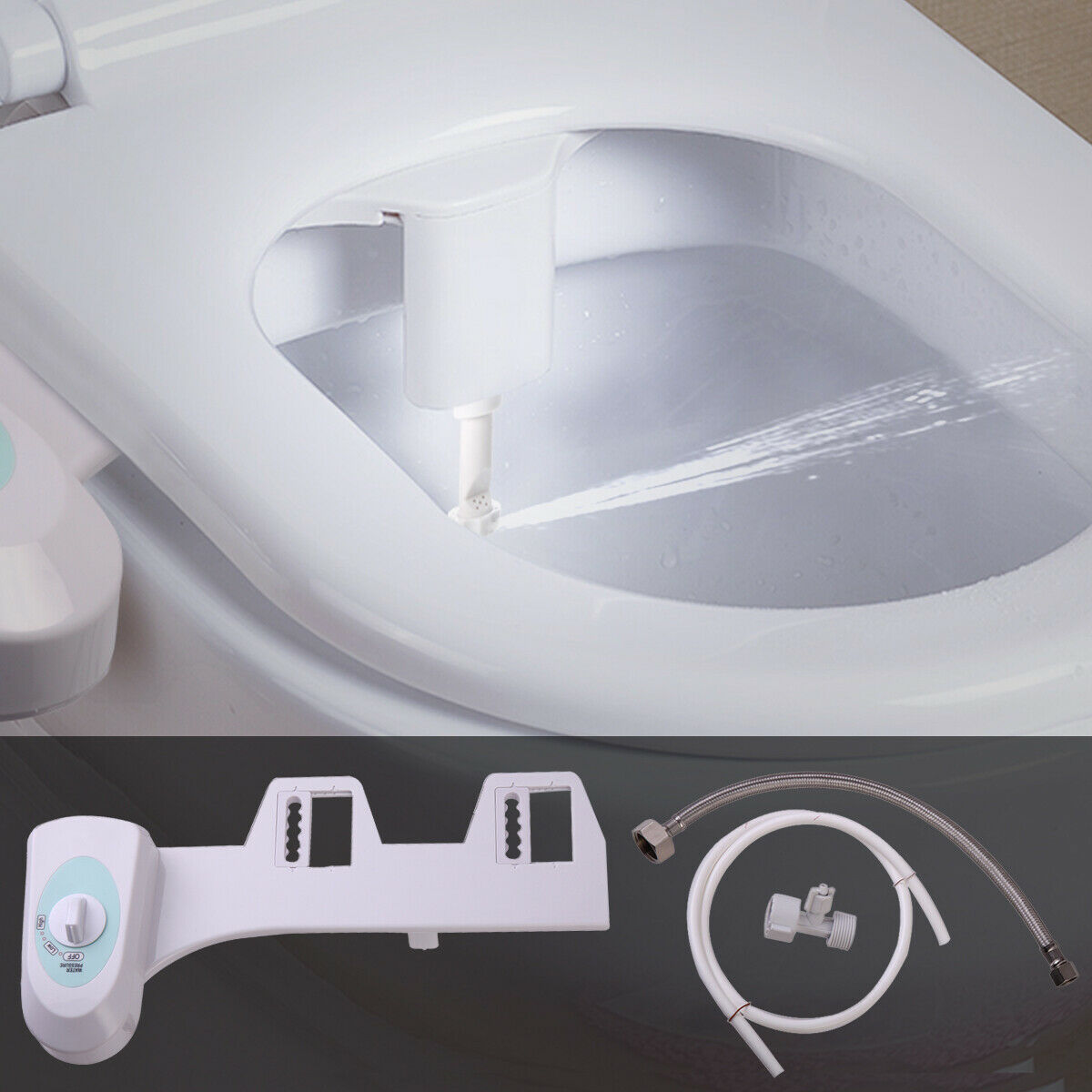 Fresh Water Spray Bidet Toilet Seat Attachment Non-Electric Mechanical Nozzle