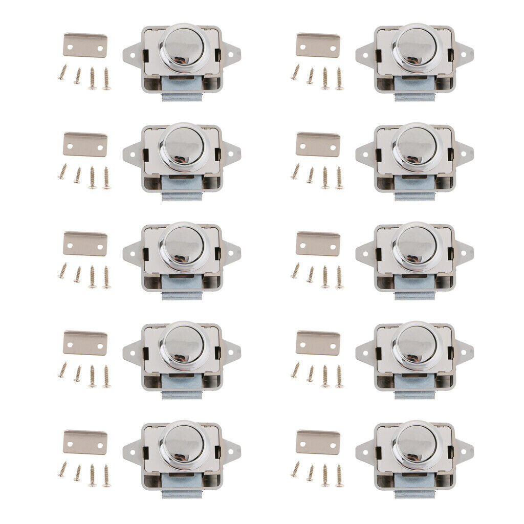 10x Push Button Drawer Catch Lock Latch for Motorhome Trailer Boat Cabinet