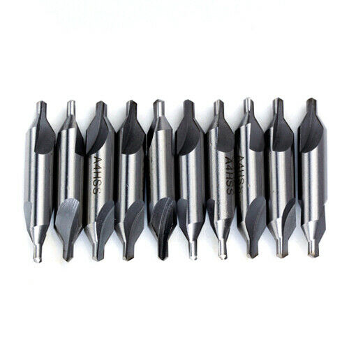 10pcs Combined Center Holes Drill Countersinks 60 Degrees Bit Diameter 4mm DIY
