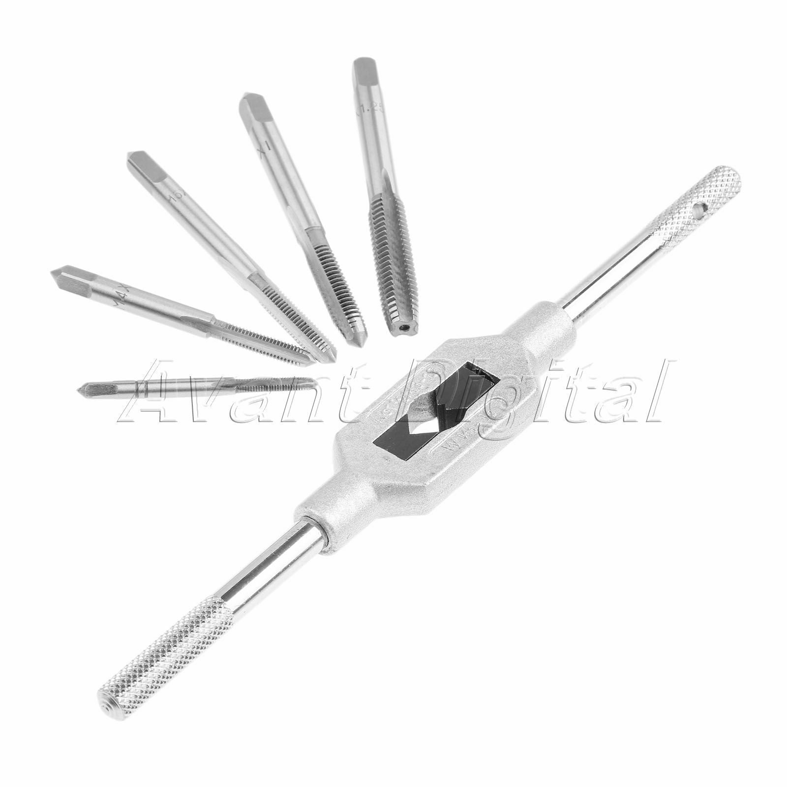 Durable M3-M8 Metric Screw Thread Tap Drill Bit Kit & Adjustable Tap Wrench Tool