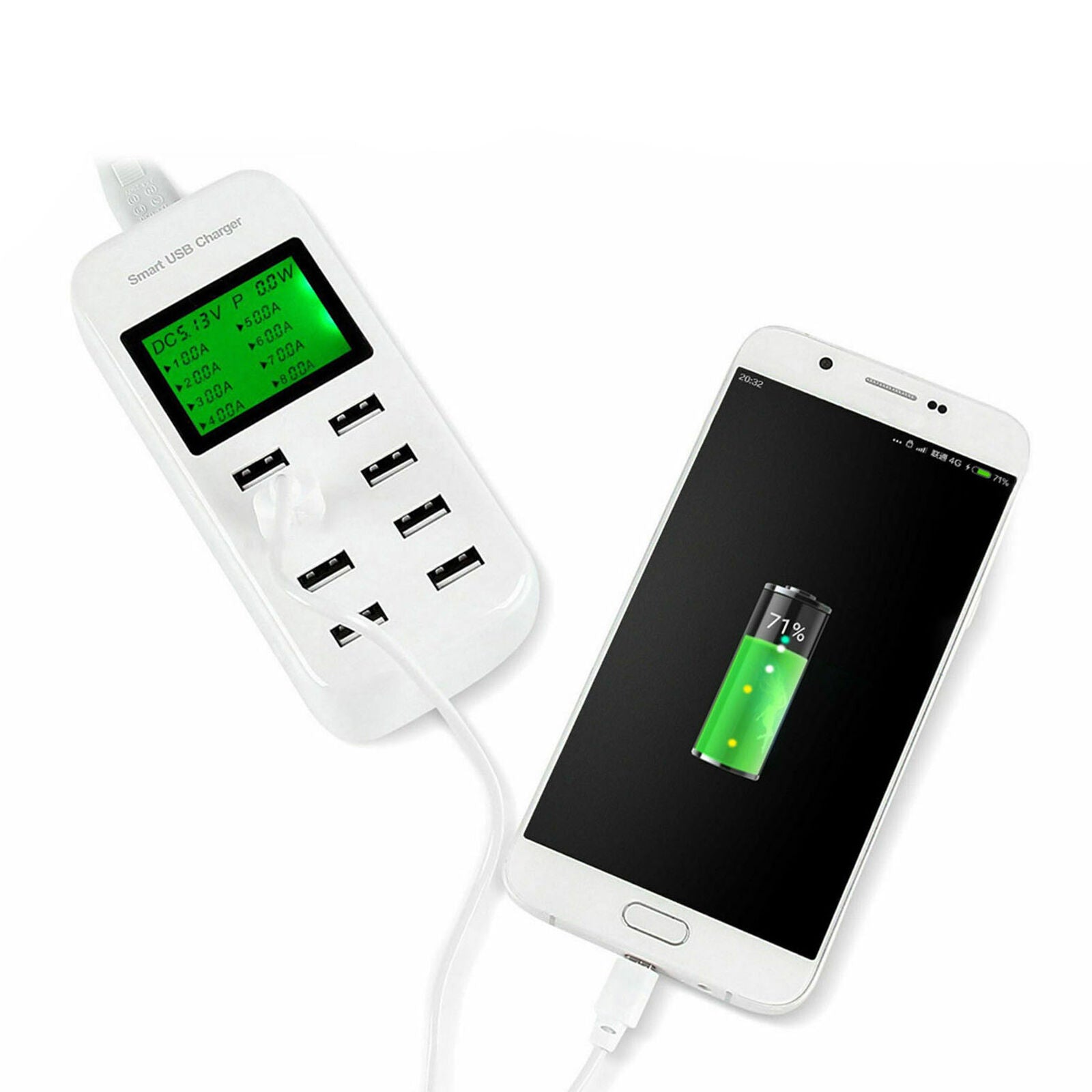 8-Port Smart Multi USB AC Wall Charger Hub Smart Fast Wall Charging Station LCD