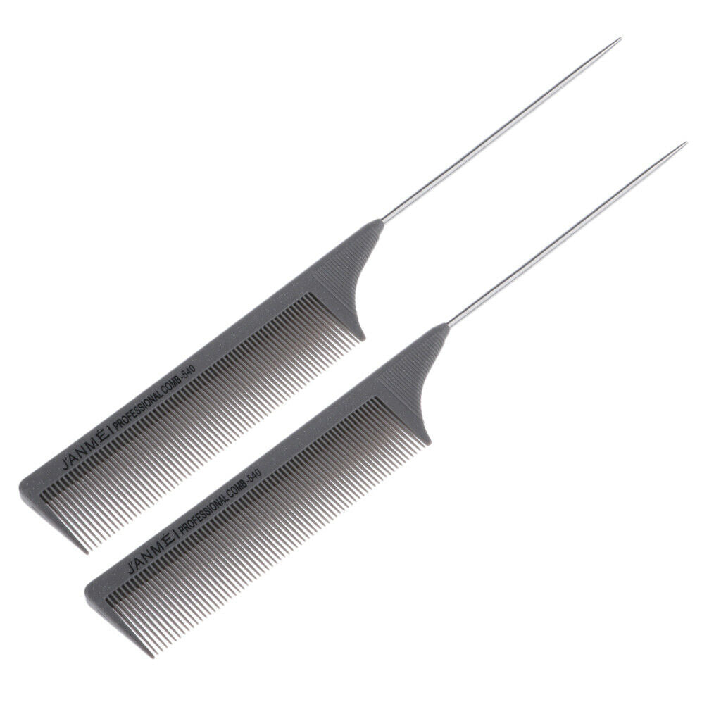 2x Pro Pintail Tapered Sectioning Backcombing Combs Perm Highlight Comb Gray