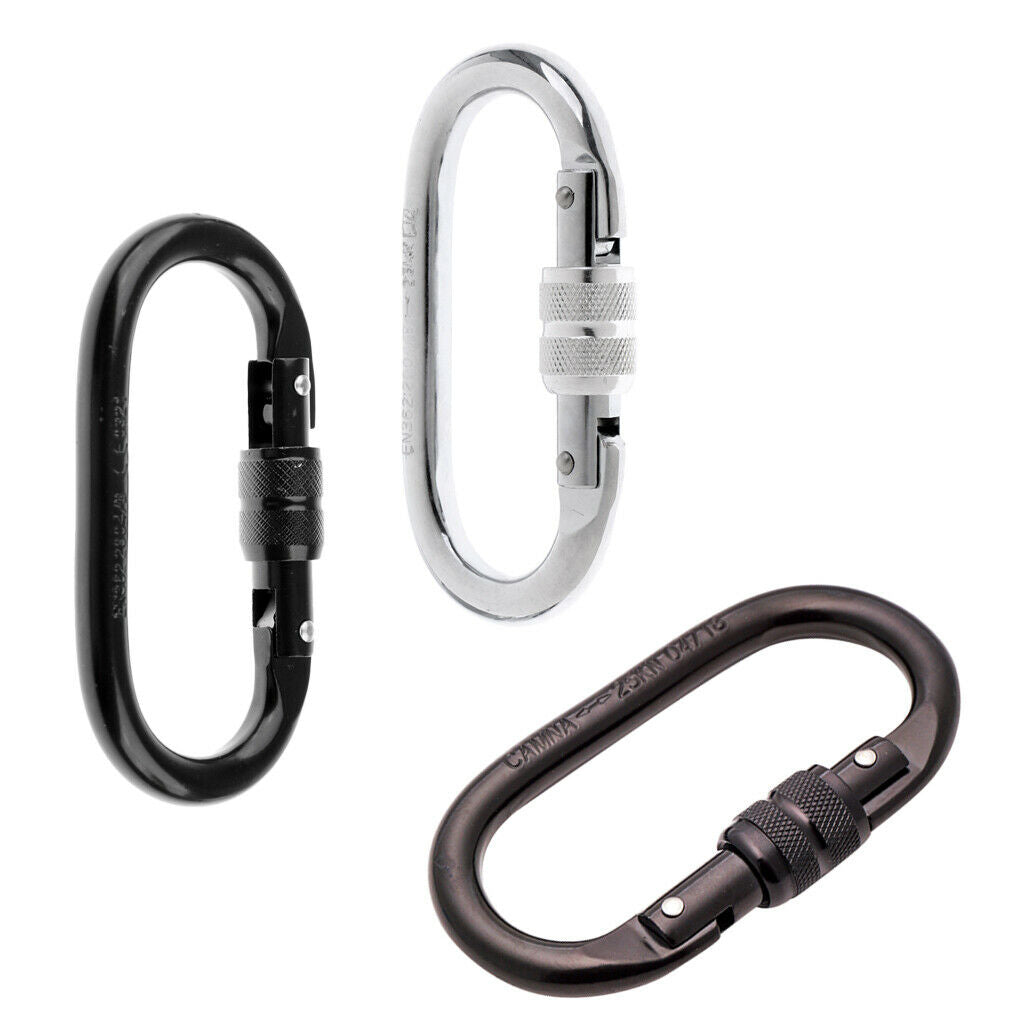 3pcs O-Shaped 25KN/5500lbs Screw Locking Carabiner for Outdoor Rock Climbing