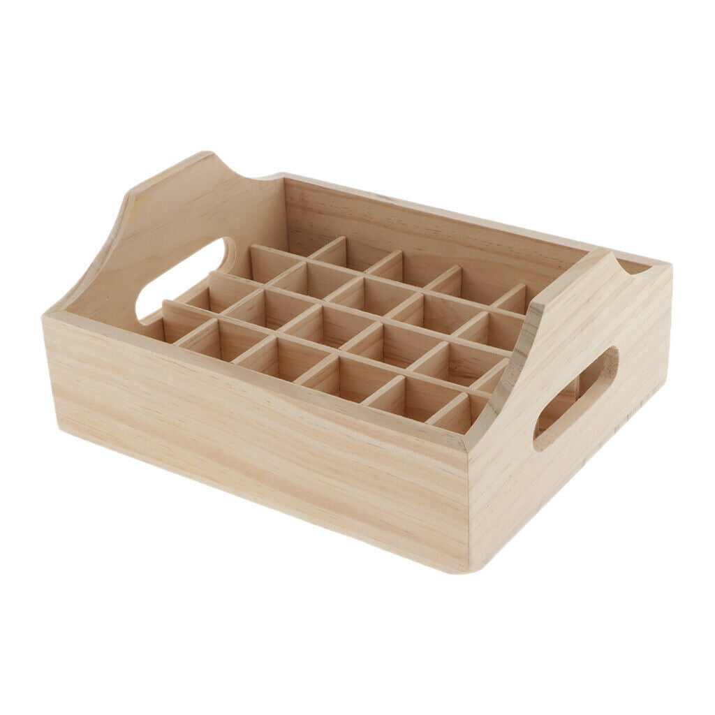 Unfinished Wood Essential Oil Storage Organizer Box 30 Bottle - Holds 5-15ml