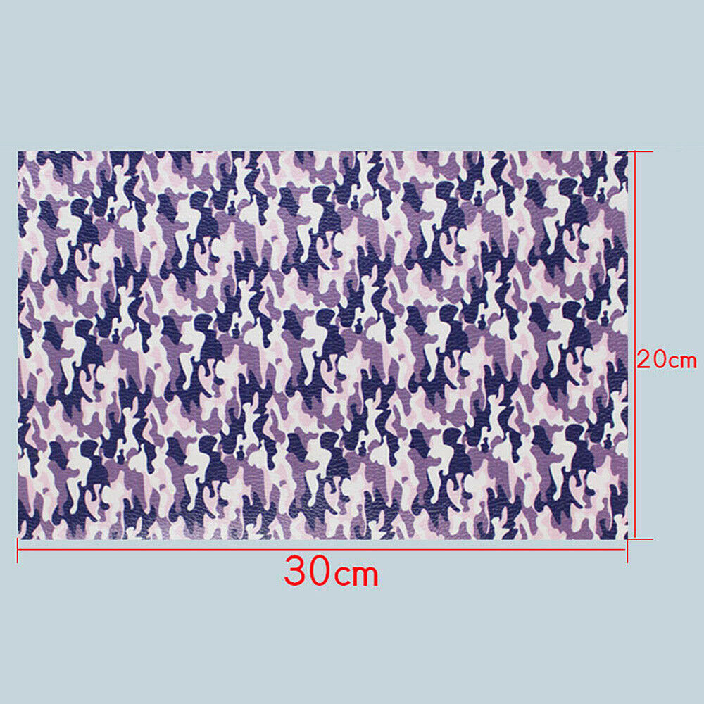 9Pcs DIY Camouflage Faux Leather Fabric for Earrings Wallet Bows Making Material