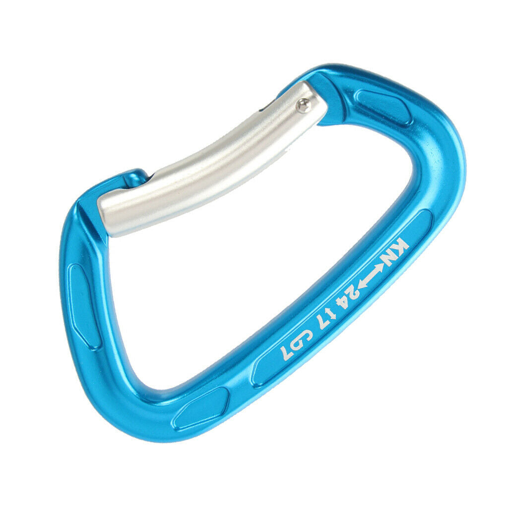 Outdoor Mountaineering Climbing Aluminum Bent Gate Carabiner 24KN - Blue