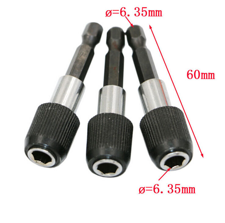 60mm 1/4" Hex Shank Quick Release Drill Screw Magnetic Screwdriver Bit Holder Fx