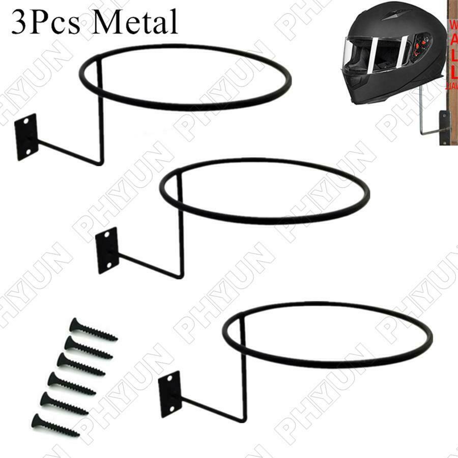 3Pcs Universal Motorcycle Scooter Helmet Holder Hook Helmet Rack Black Steel