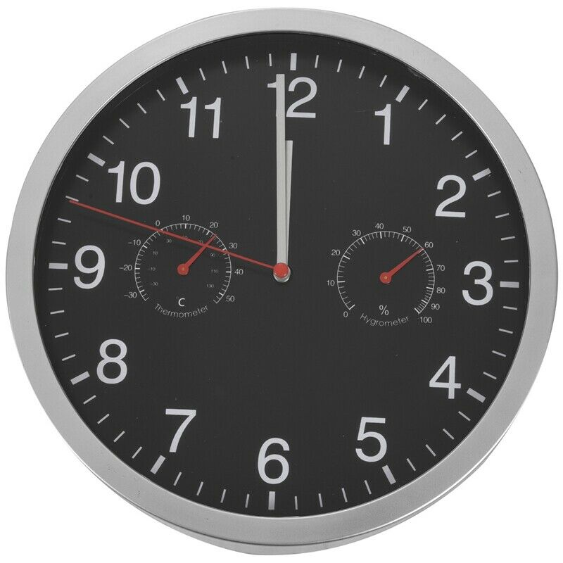 3 in 1 Silent Quartz Wall Clock Quiet Sweep Movement Thermometer Hygrometer NoW7