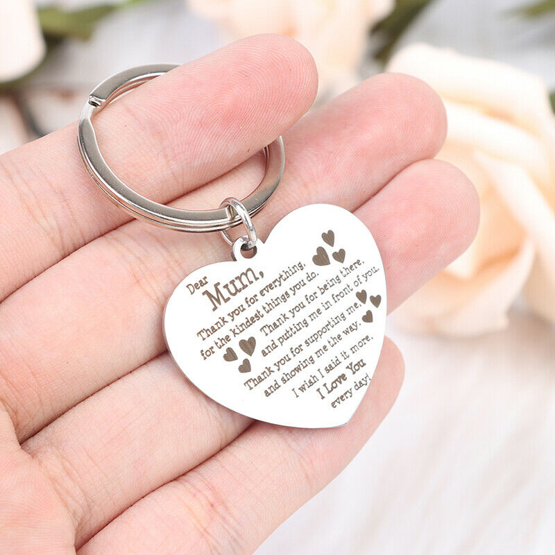 Heart Shaped Engraved Letter keychain love Pendant To best mum Mother's D.l8