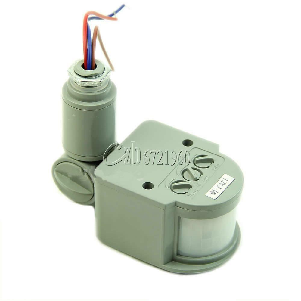 12M Security PIR Infrared Motion Sensor Detector Wall LED Light RF 180° Gray