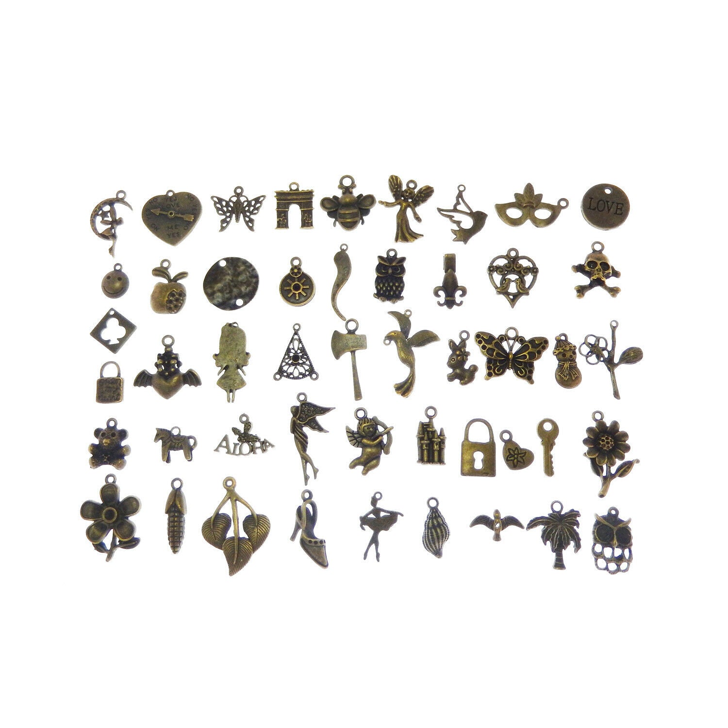50g/lot Assorted Jewelry Crafts Alloy Bronze Charms Pendants Accessories 53201