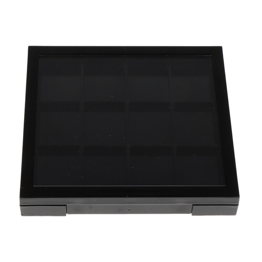12 Slots Cosmetic Eyeshadow Palette Case Box for Blush Concealer Black