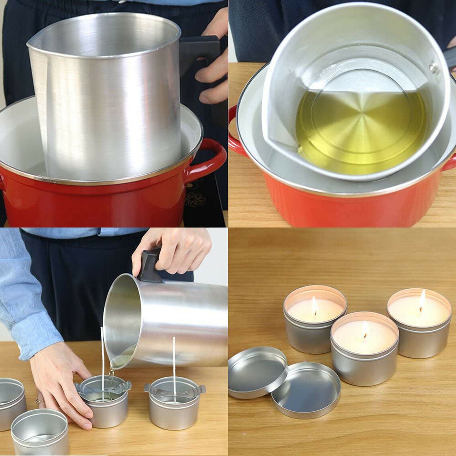 Aluminium 3L Wax Melting Pot and Heat-Resisting Handle for Wax Candle Making