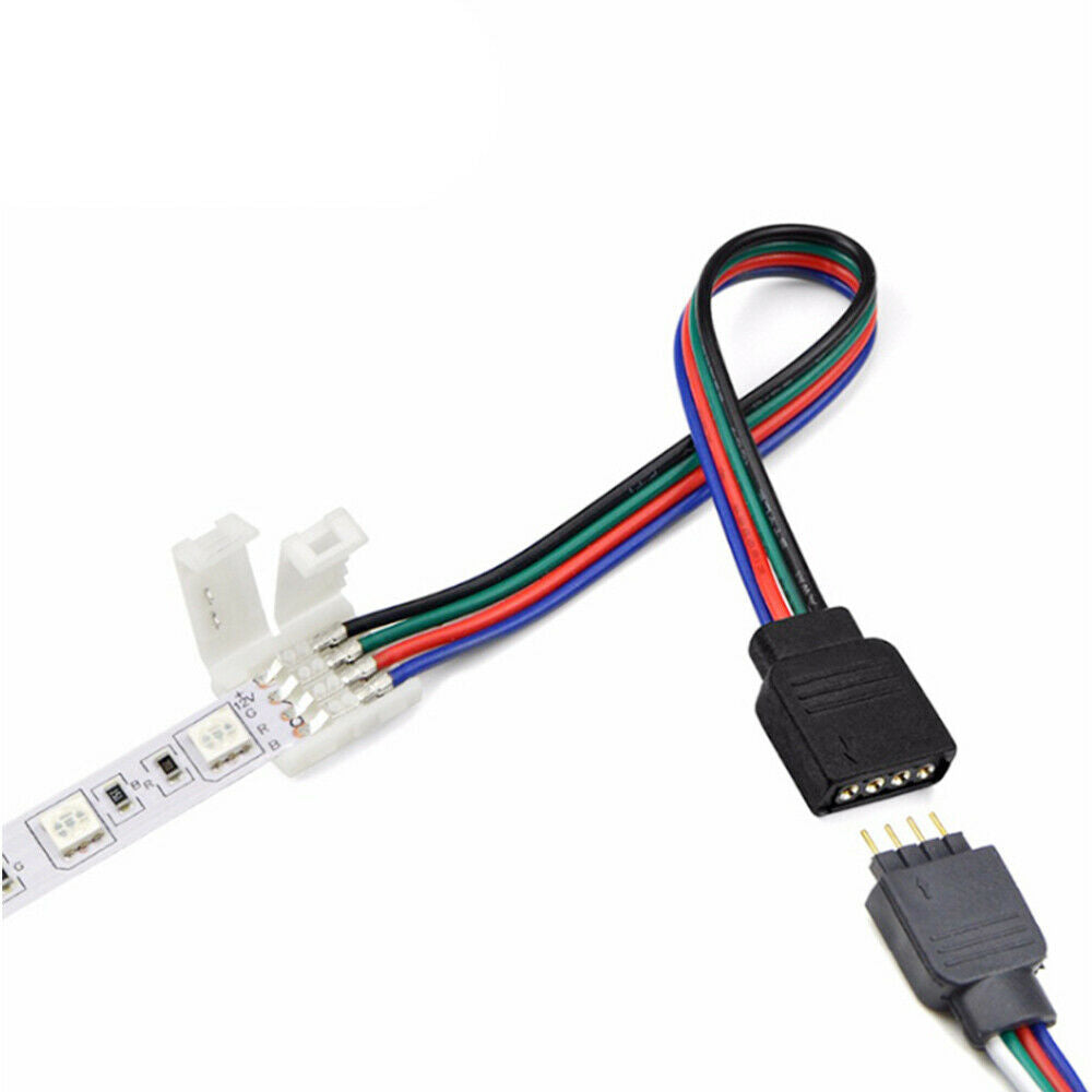 10 x 15cm 4 Pin 5050 3528 LED RGB Connector Extension Cable Wire LED Strip Clip