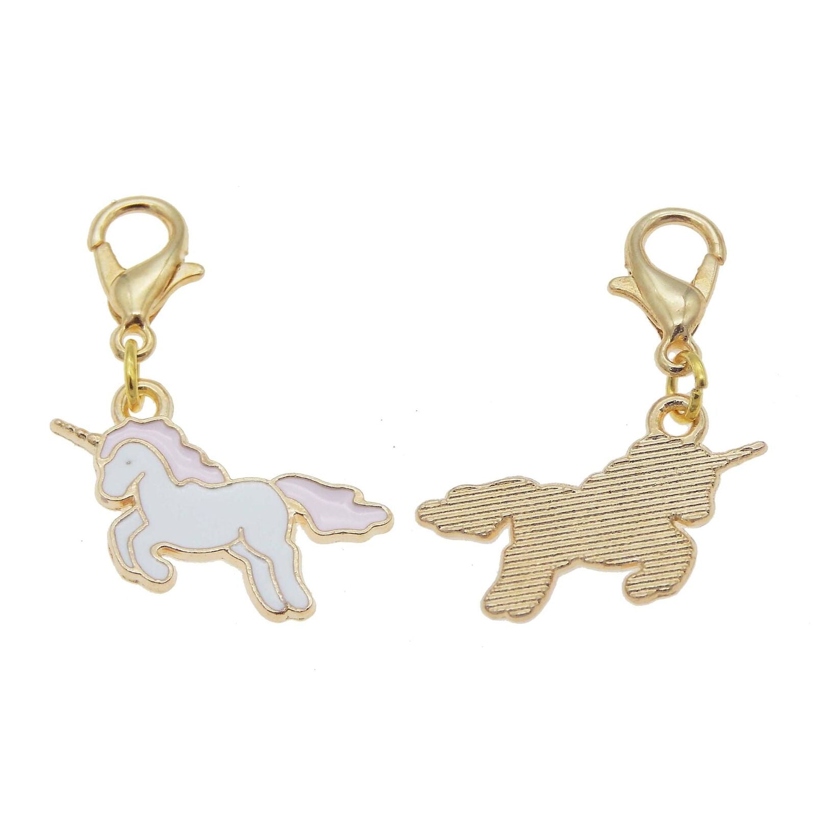 8pcs Alloy Enamel Charm Unicorn Pendant with Lobster Clasp Jewelry Craft 39*20mm
