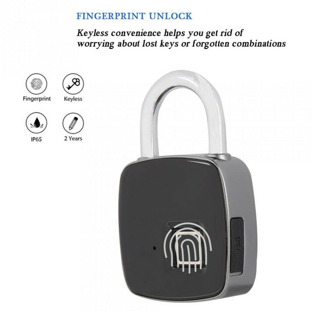 Anti-theft Fingerprint Padlock Smart Keyless Door Cabinet Lock Waterproof Lock