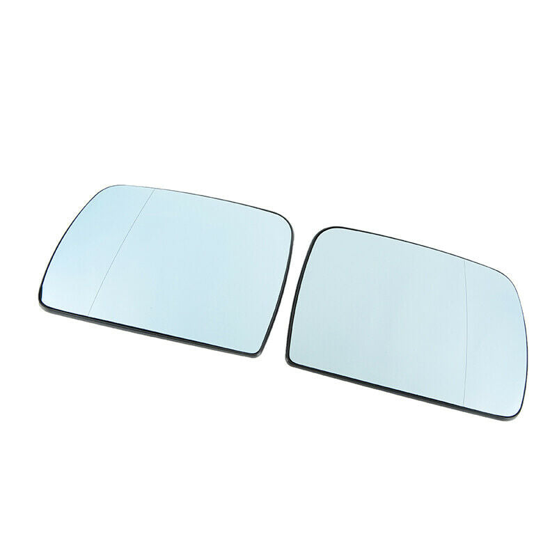 2PCS Door Side Wing Mirror Glass W/ Heated Blue For BMW X5 E53 2000-2006