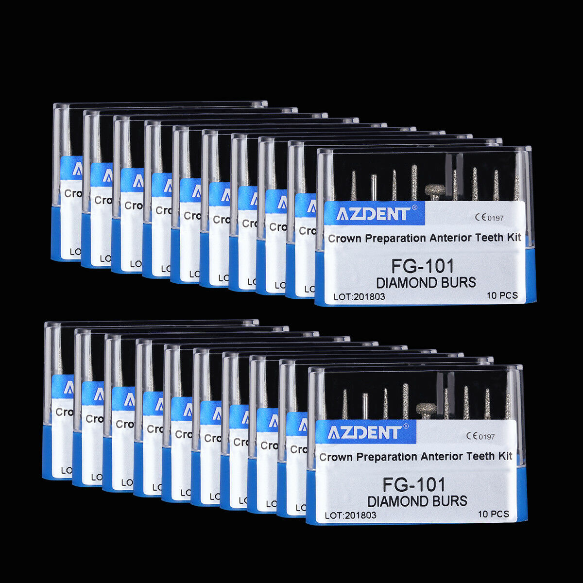 50 X Dental Diamond Burs Set f Crown & Bridge Preparation Anterior Front Teeth