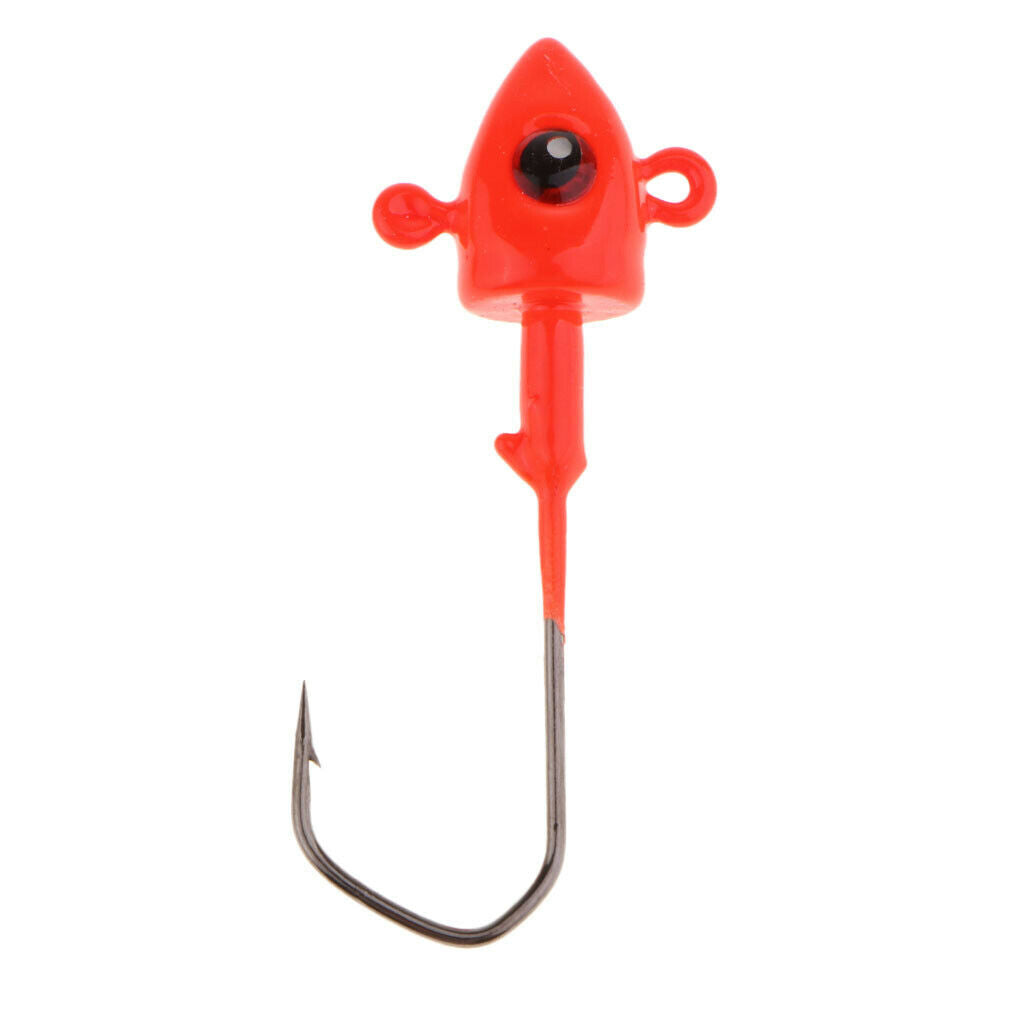5pcs Fishing Jigs Lead Jig Head Hooks Saltwater Fishing Lures Baits Red 7g