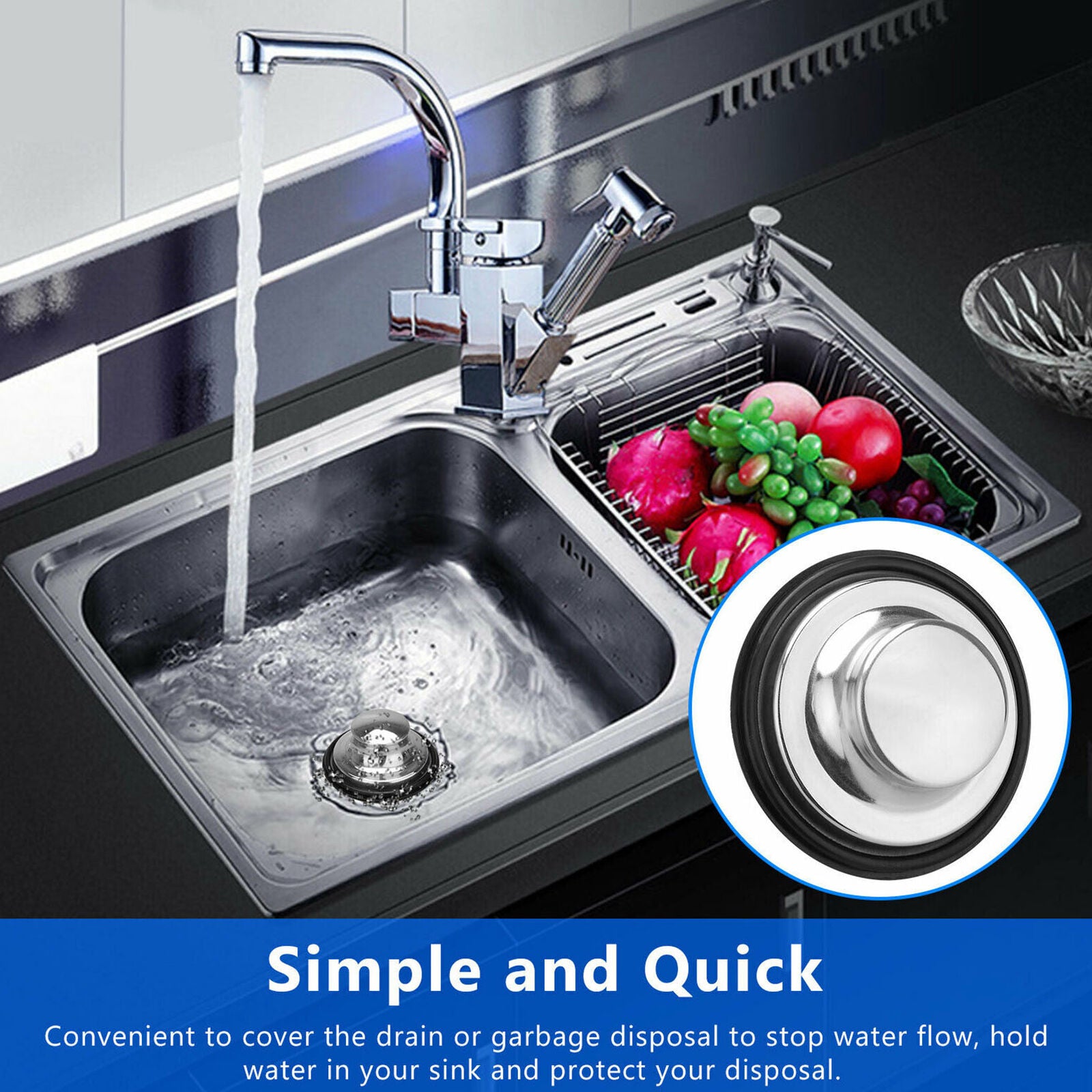 Universal Stainless Steel Kitchen Sink Strainer Waste Plug Filter Drain Stopper