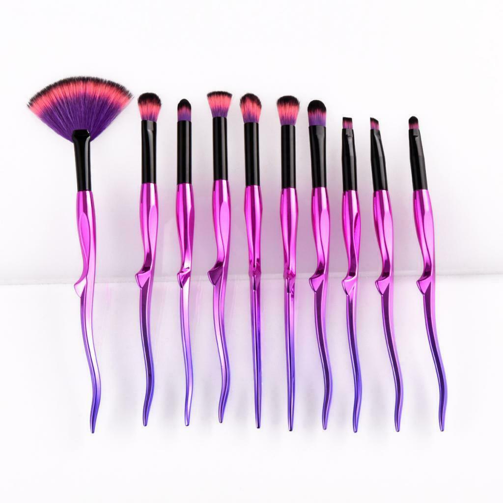 10 Pieces Kabuki Cosmetic Set Powder Foundation Eyeshadow Lip Makeup Brushes