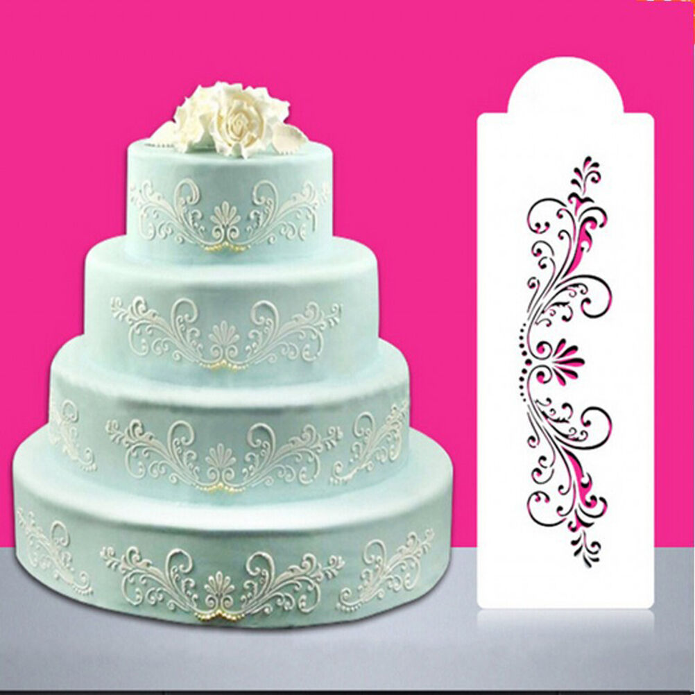 Lace Flower Border Edge Cake Stencil Decorating Sugarcraft Fondant Baking .l8