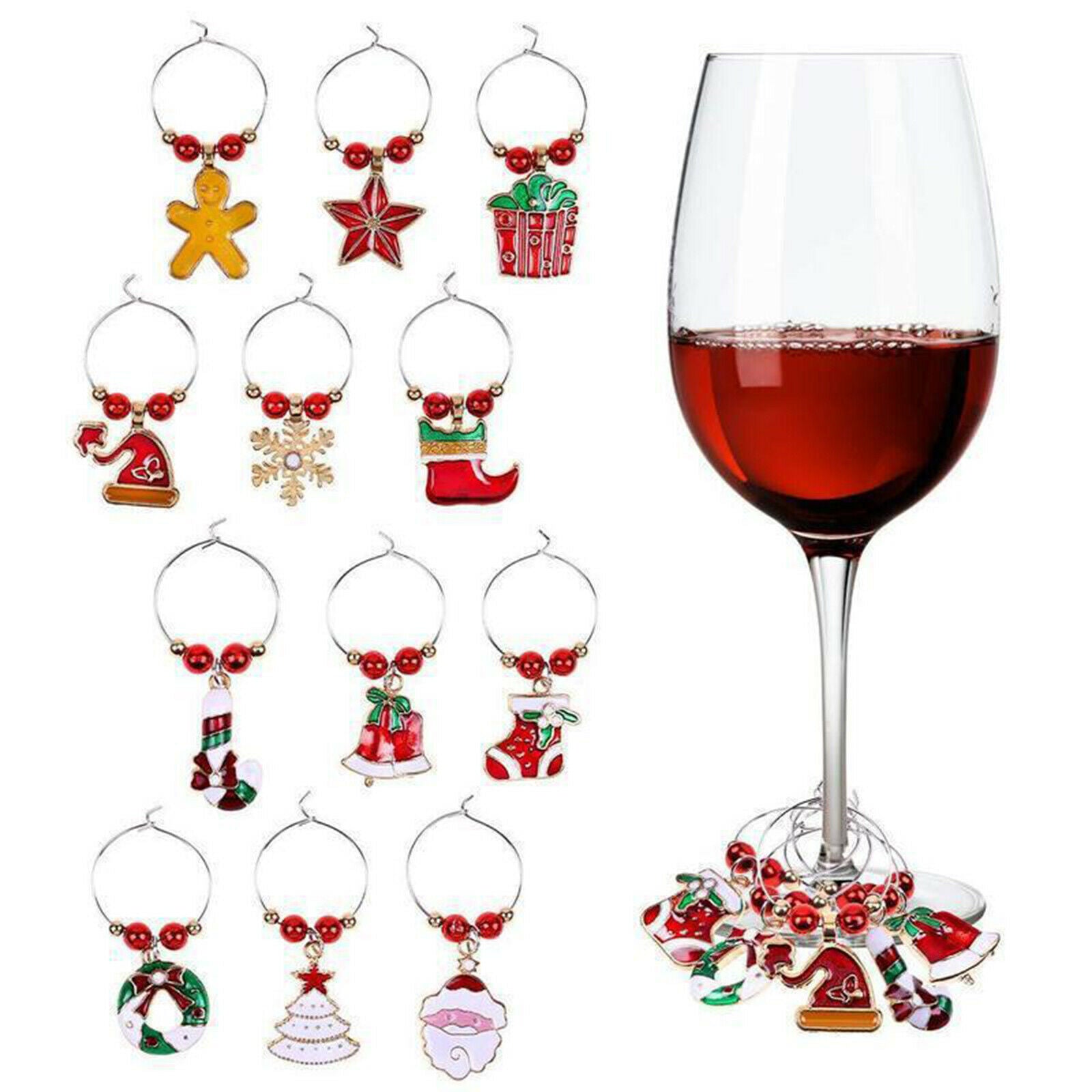 50Pcs Enamel Christmas Charms Pendant Snowflake Snowman Gifts for DIY Sewing