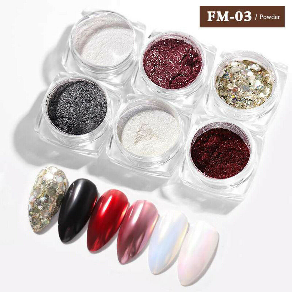 6 Boxes Holographic Mermaid Nail Art Glitter Powder Sequins Flakes Paillette 03