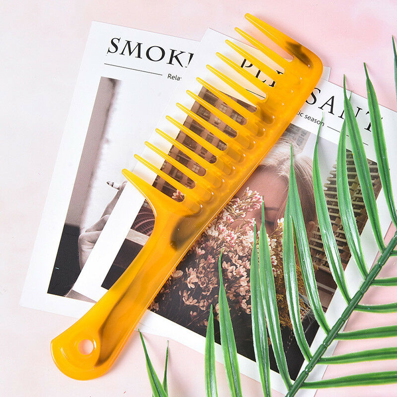 1x wide tooth handle hairdressing antistatic plastic hair comb detanglin.l8