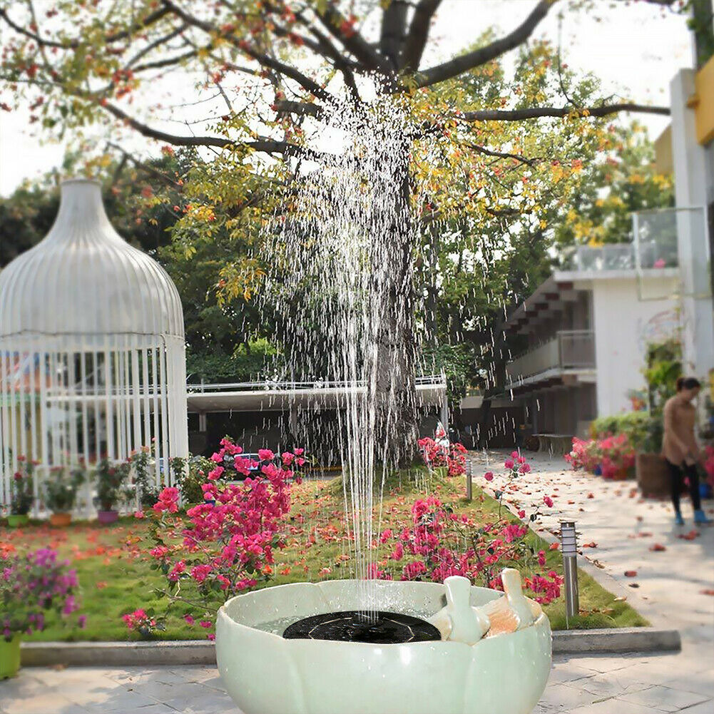 Bird Bath Fountain Solar Powered Water Pump Floating Outdoor Pond Garden Pool @