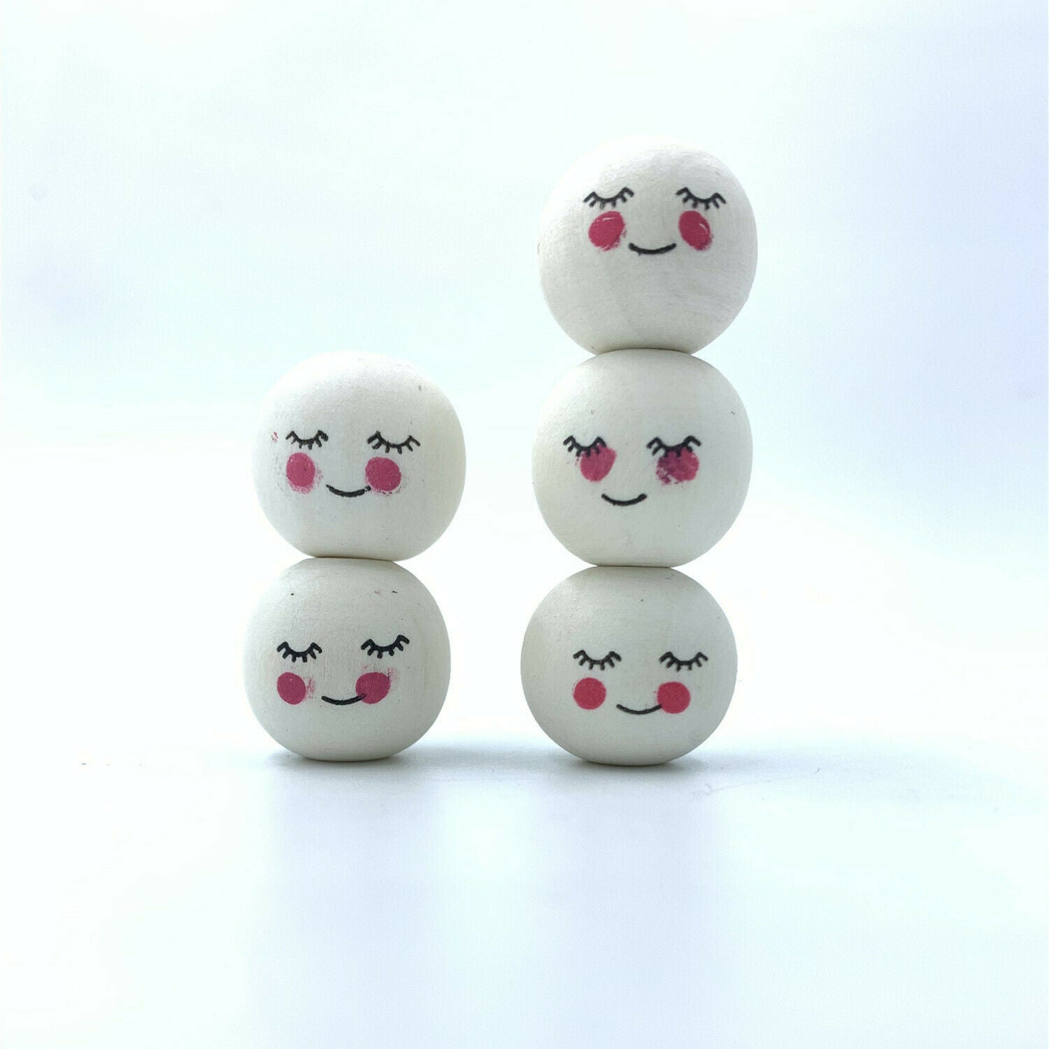 50pcs Round Smile Face Wood beads Beaded Loose bead For Jewellery making 18MM